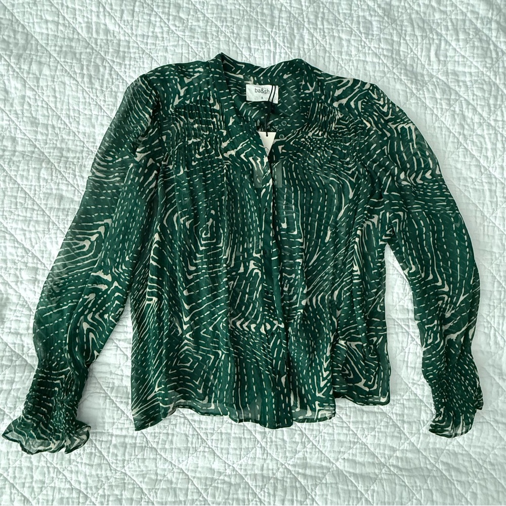 BA&SH Green Patterned Blouse Sz3/US8 - Picture 6 of 14